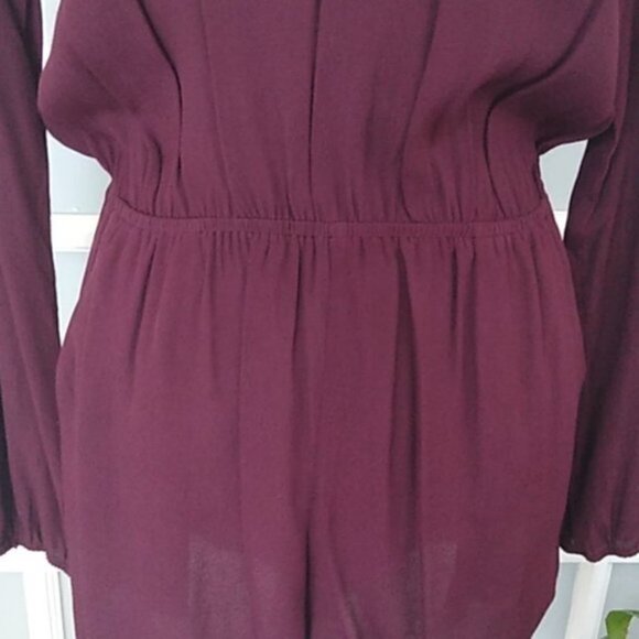 NEW BB Dakota Larsen Lace Paneled Romper in Aubergine - Picture 7 of 14